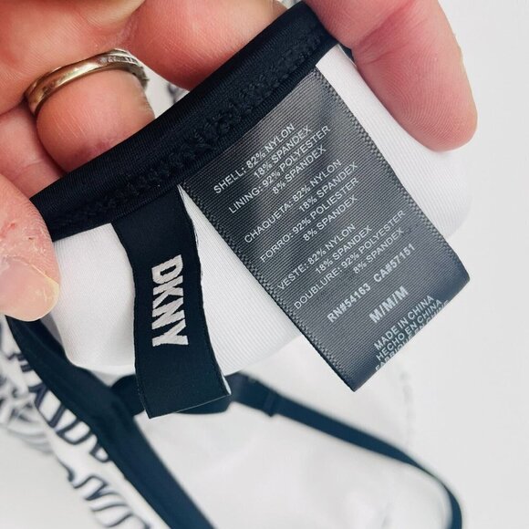 DKNY Womens Size Medium Logo-Print One-Piece Swimsuit in White & Black $108 2031 - Picture 7 of 7